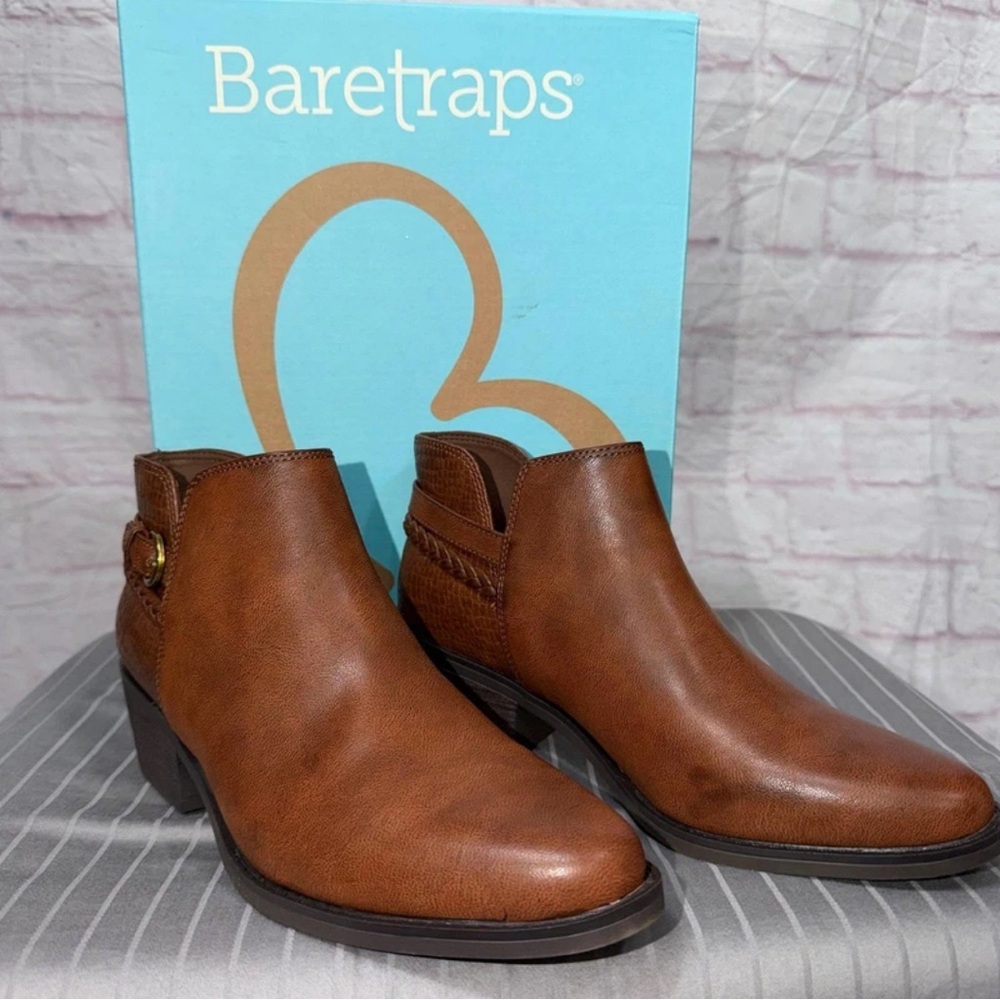 BareTraps Cognac Brown Leather Women's Chukka Booties